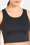 Zelocity Medium Impact Longline Padded Sports Bra - Jet Black — thumbnail 5